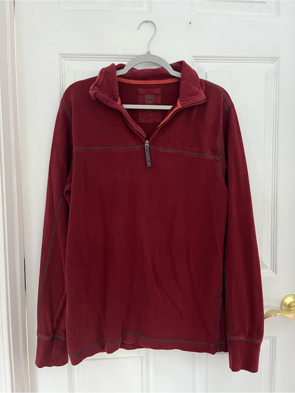 Men's Timberland Burgundy Quarter-Zip Pullover Sweater